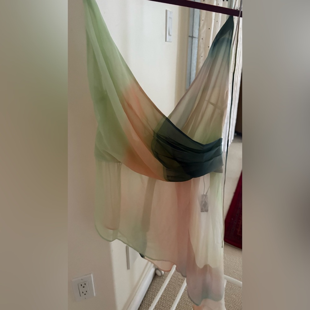Wrap Front Asymmetric Cami Top with Ombré Print
